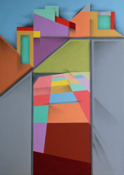 Stadtvillen mit Brücke und Rotlicht 