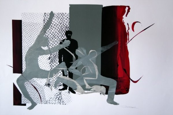 aus der Serie entfesselt, experimentelle Serigrafie, Unikat